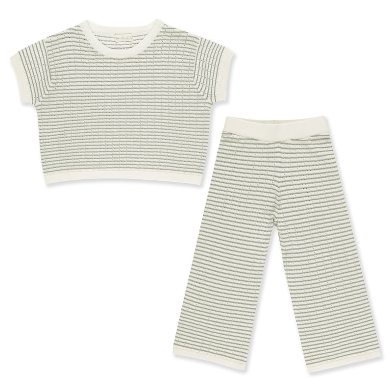Sage Stripe Boxy Crop Set