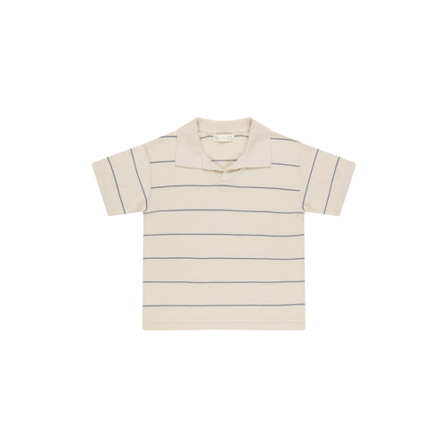 Blue Stripe Knit Polo Set