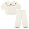Pointelle Collared Pant Set