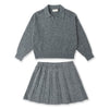 Grey Pleated Skirt Set