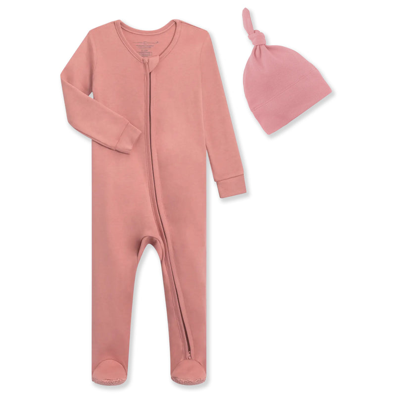 Rose Mist Footie & Hat set