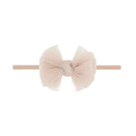 Skinny Soft Tulle Bow Headband | Blush