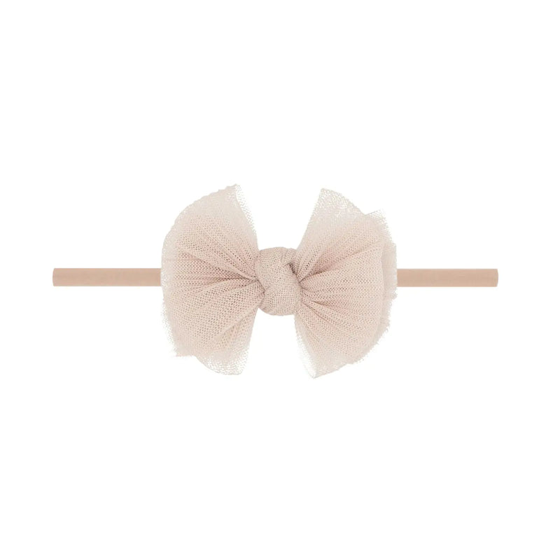 Skinny Soft Tulle Bow Headband | Blush