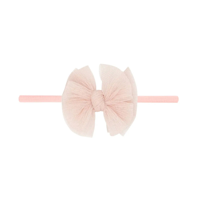 Skinny Soft Tulle Bow Headband | Blush
