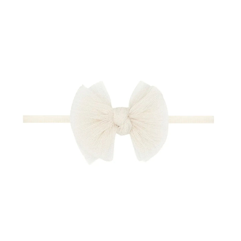 Skinny Soft Tulle Bow Headband | Ivory