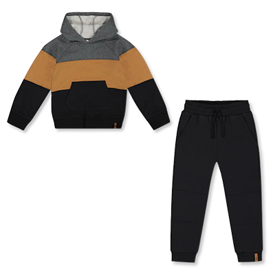 Mustard Color Block Hoodie Set | Boys