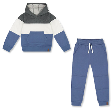 Blue Color Block Hoodie Set | Boys