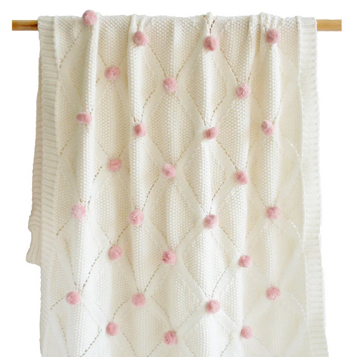 Pom Pom Baby Blanket Pink