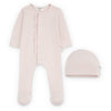 Pink Stripe Footie & Hat Set
