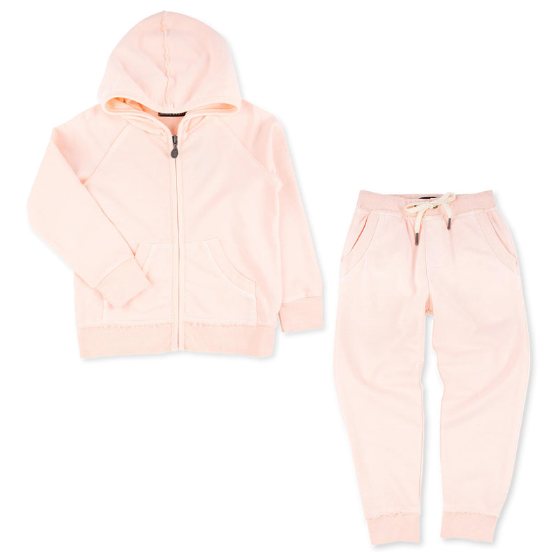 Pearl Blush Zip Up Sweat Set | Girl