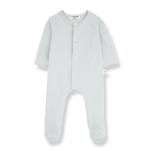 Blue Stripe Footie & Hat Set