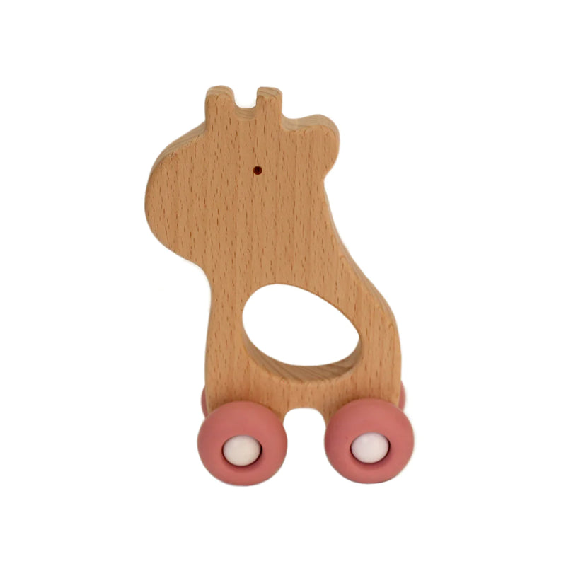 Wooden Teething Push Toy Giraffe
