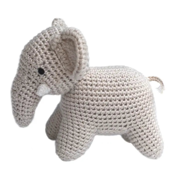 Standing Elephant Knit Rattle