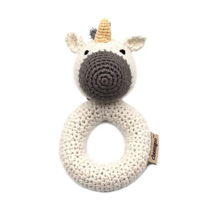 Unicorn Knit Ring Rattle
