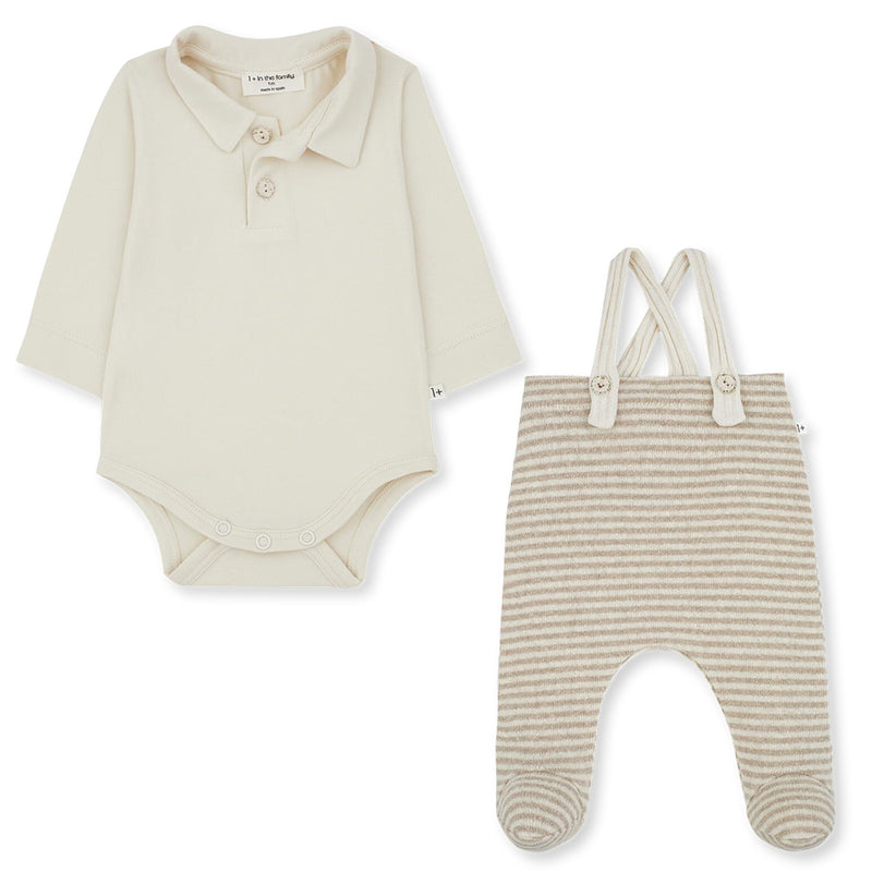 Nude Stripe Overall Footie | Boys