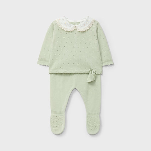Mint Floral Collar Knit Set