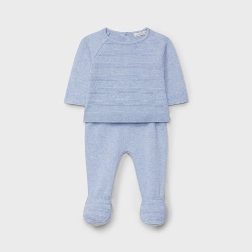Blue Knit Footie Set